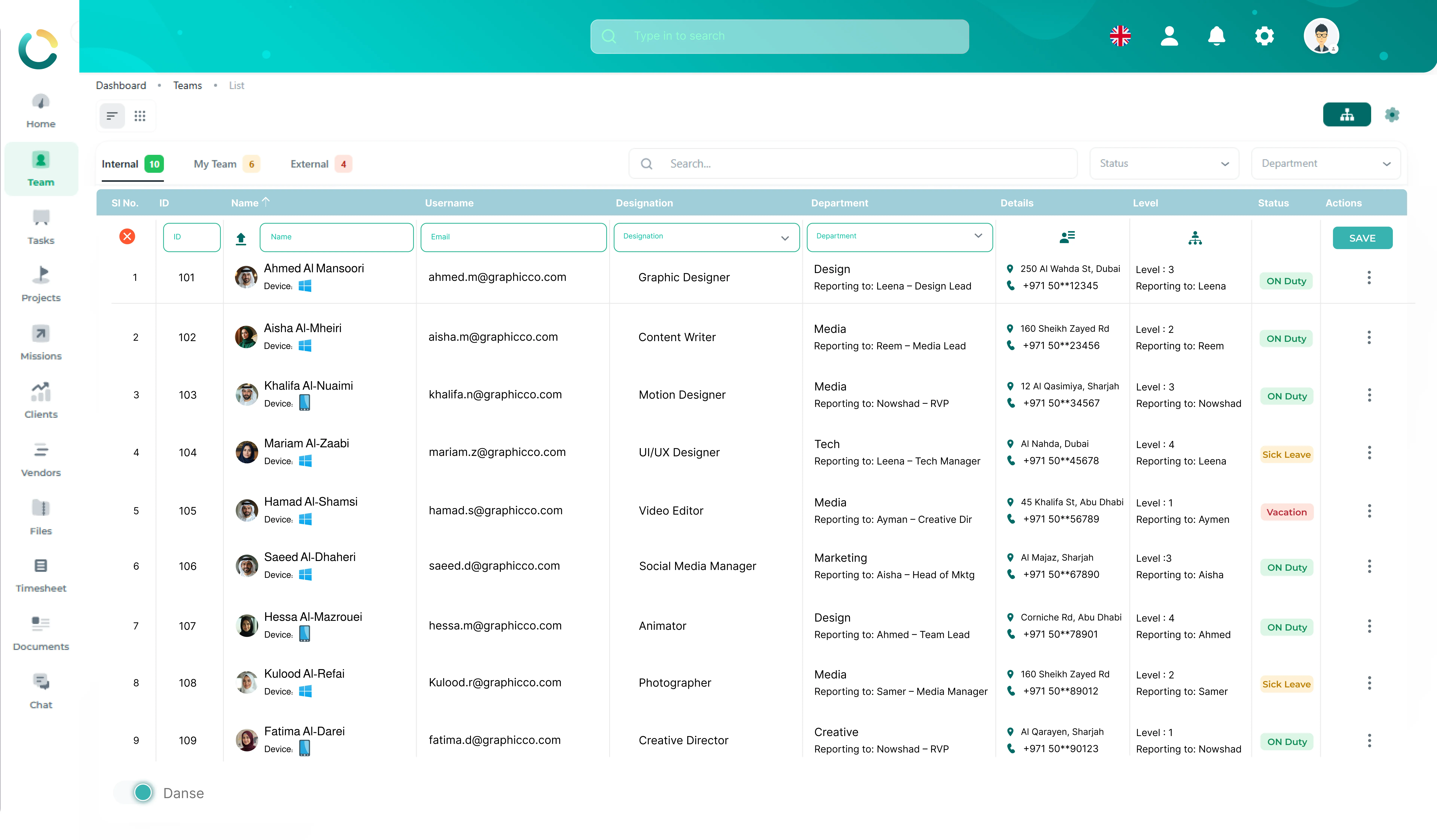 TAIRRAGO Team Dashboard